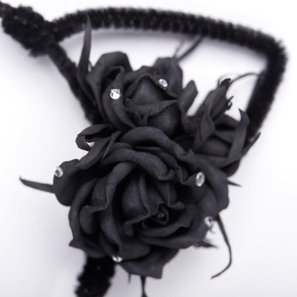 Handmade cat ears headband with flowers - Picture 1 of 3